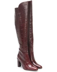 Max Mara Beboot Croc-effect Leather Boots - Red