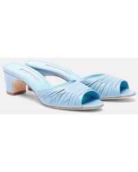 Manolo Blahnik - Piruabar Gathered Leather Mules - Lyst