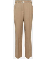 Brunello Cucinelli - High-rise Straight Wool-blend Pants - Lyst