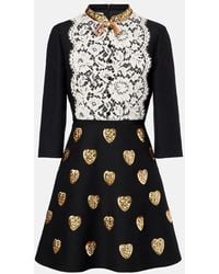 Valentino - Crepe Couture Embroidered Minidress - Lyst