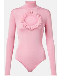 Self-Portrait - X Christopher Kane Cutout Lace-Trimmed Bodysuit - Lyst