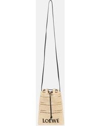 Loewe - Paula's Ibiza Raffia Pouch With Strap - Lyst
