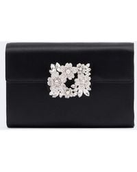 Roger Vivier - Efflorescence Mini Embellished Satin Clutch - Lyst