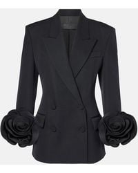 Valentino - Blazer De Grisalla De Lana Virgen Con Apliques - Lyst