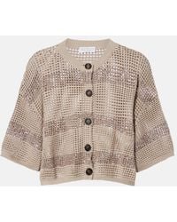 Brunello Cucinelli - Sequined Cotton Cardigan - Lyst