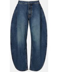 Alaïa - Mid-Rise Barrel-Leg Jeans - Lyst