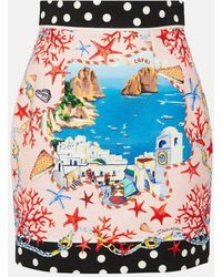 Dolce & Gabbana - Minigonna Capri in cotone con stampa - Lyst