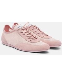 Jimmy Choo - Sunny Suede-Trimmed Lace Sneakers - Lyst