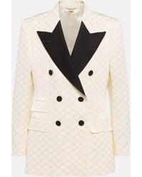 Gucci - Double-breasted Silk-twill Trimmed Cotton-blend Jacquard Blazer - Lyst