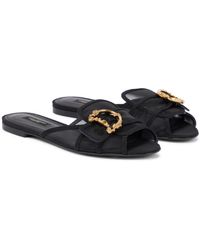 Dolce & Gabbana Bianca Embellished Slides - Black