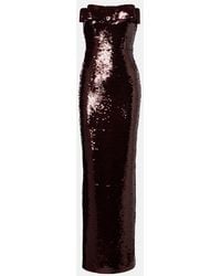 The New Arrivals Ilkyaz Ozel - Sisu Bow-Detail Sequined Bustier Gown - Lyst