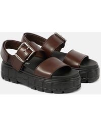 Miu Miu - 50 Leather Platform Sandals - Lyst