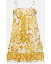 FARM Rio - Aura Shirred Floral Cotton Minidress - Lyst