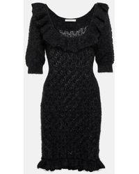 Alessandra Rich - Ruffle-trim Pointelle-knit Dress - Lyst