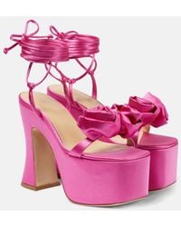 Magda Butrym - Applique Satin Platform Sandals - Lyst