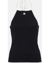 Courreges - Logo Tie-Back Cotton Halterneck Top - Lyst