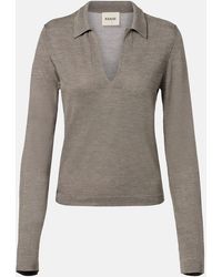 KHAITE - Mikel Silk Polo Sweater - Lyst