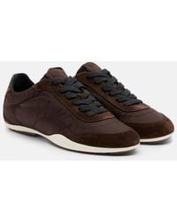 Brunello Cucinelli - Monili Suede-Trimmed Sneakers - Lyst