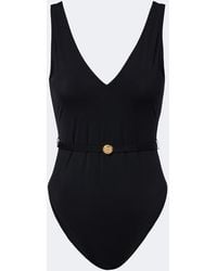 Tory Burch - Double T Belted Swimsuit - Lyst