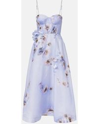 Zimmermann - Hypnotic Floral Linen And Silk Bustier Dress - Lyst