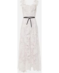 Oscar de la Renta - Marbled Carnation Guipure Lace Bustier Gown - Lyst