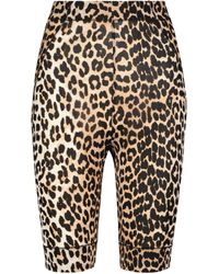 Ganni Leopard-printed Cycling Shorts - Brown