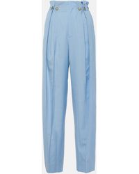 Victoria Beckham - Gathered Virgin Wool Tapered Pants - Lyst
