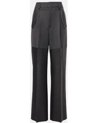 Victoria Beckham - Paneled Wool Wide-Leg Pants - Lyst