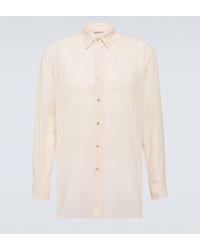 AURALEE - Striped Cotton Organza Oxford Shirt - Lyst
