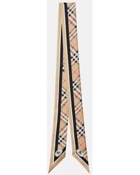 Burberry - Check Silk Scarf - Lyst