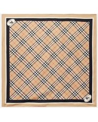 Burberry - Check Silk Scarf - Lyst