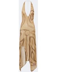 PUCCI - Marmo Asymmetric Lurex Voile Midi Dress - Lyst
