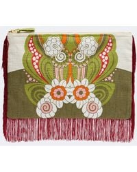 La DoubleJ - Fringed Printed Cotton Canvas Pouch - Lyst