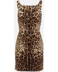 Dolce & Gabbana - Leopard-print Silk-blend Minidress - Lyst
