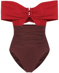 Self-Portrait Bañador color-block - Rojo