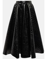 Alaïa - Alaia Croc-effect Midi Skirt - Lyst