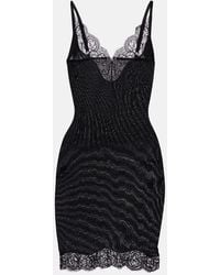 Saint Laurent - Lace-Trimmed Silk Jersey Slip Dress - Lyst