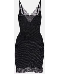 Saint Laurent - Lace-Trimmed Silk Jersey Slip Dress - Lyst