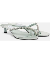 Jimmy Choo - Dila 35 Leather And Satin Thong Sandals - Lyst