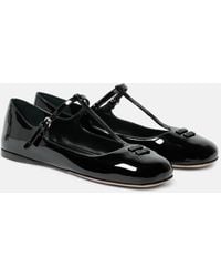 Miu Miu - Ballerines En Cuir Verni A Logo - Lyst