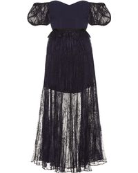 Self-Portrait Lace Midi Dress - Blue