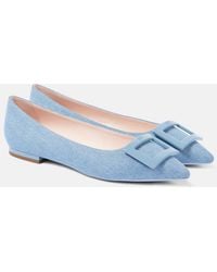 Roger Vivier - Gommettine Ball Denim Ballet Flats - Lyst