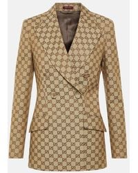 Gucci - Gg Canvas Double-Breasted Blazer - Lyst
