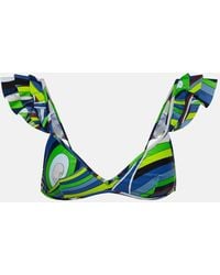 PUCCI - Printed Ruffled Bikini Top - Lyst