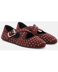 Alaïa - Embellished Suede Ballet Flats - Lyst