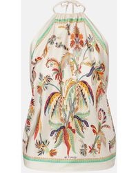 Etro - Printed Halterneck Silk Top - Lyst