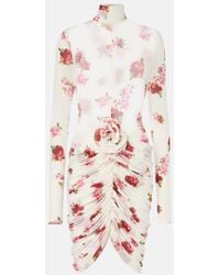 Magda Butrym - Floral-Applique Sheer Jersey Minidress - Lyst