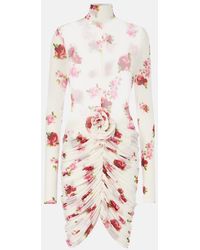 Magda Butrym - Floral-Applique Sheer Jersey Minidress - Lyst