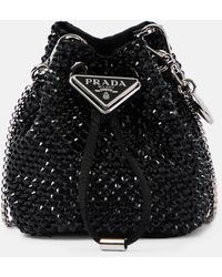 Prada - Mini Satin Crystal-embellished Pouch Bag - Lyst
