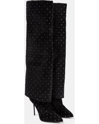 Balmain - Ariel 95 Crystal-Embellished Suede Boots - Lyst